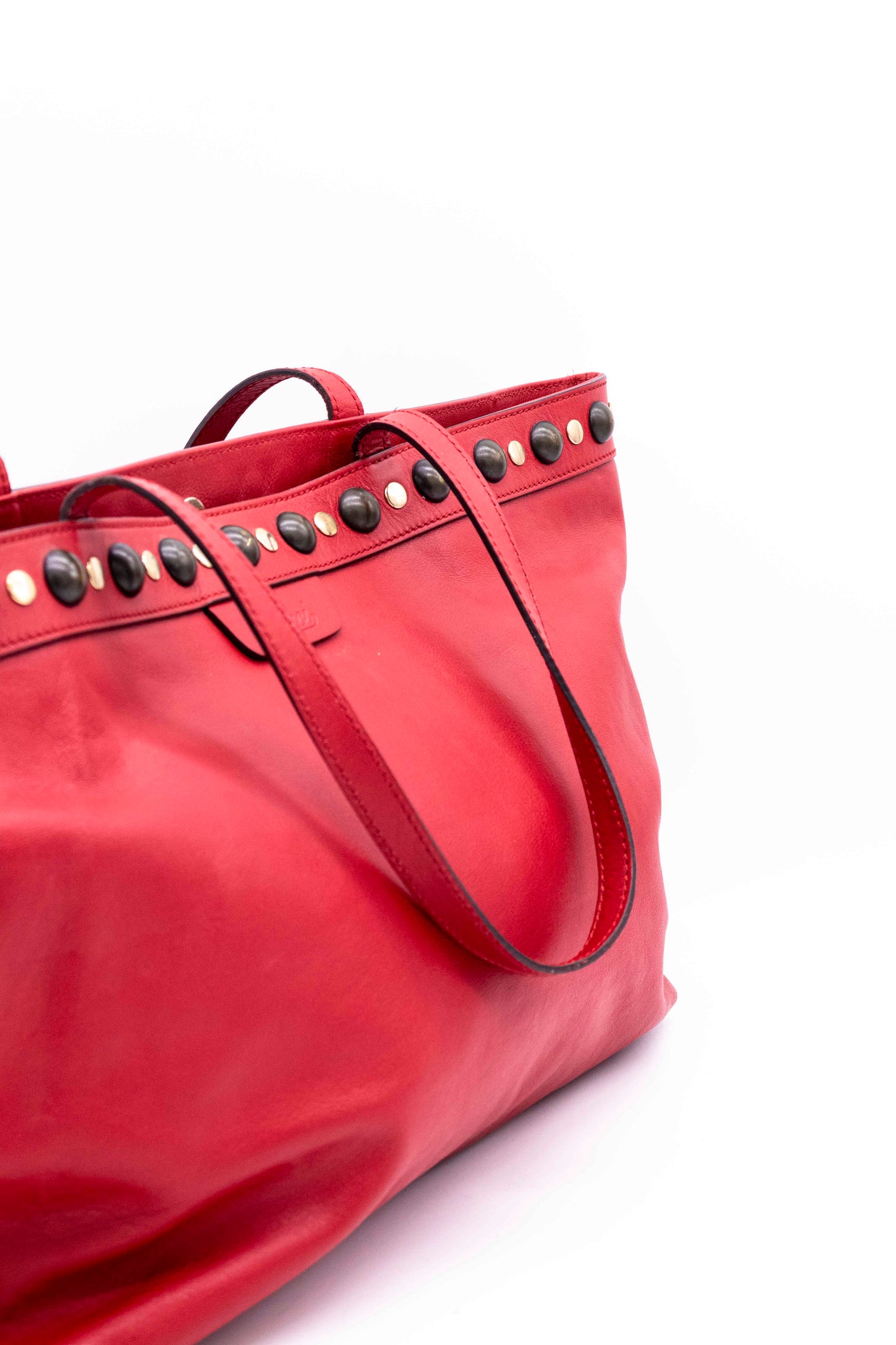 Bolso tote grande Babouska de piel roja con tachuelas | Gucci