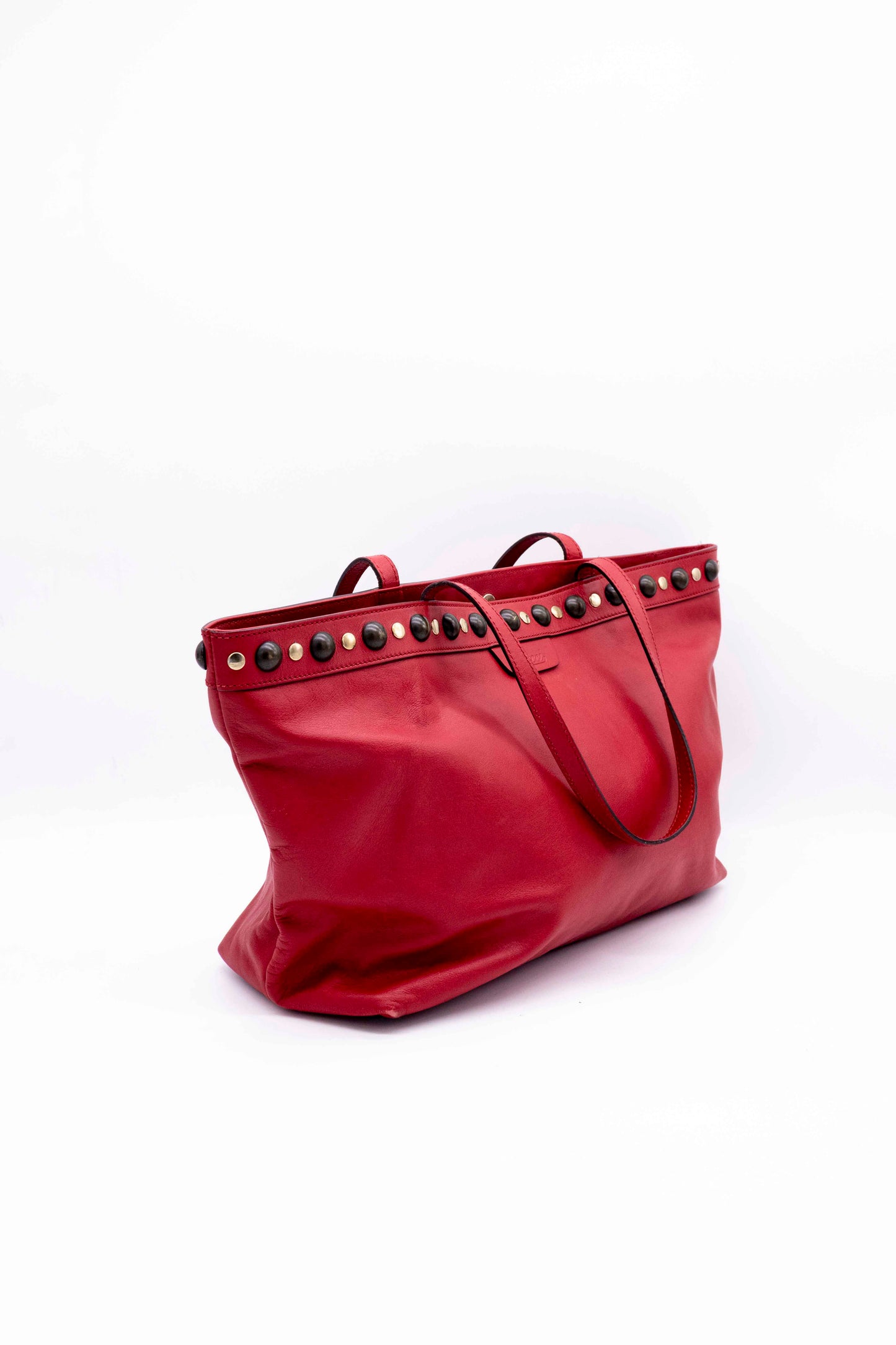 Bolso tote grande Babouska de piel roja con tachuelas | Gucci