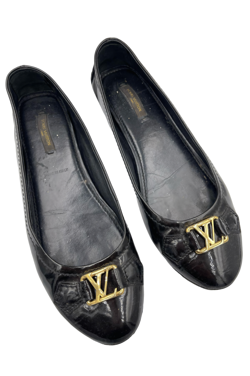 Balerinas Louis Vuitton Negras con Logo Dorado | Talla 24 MX