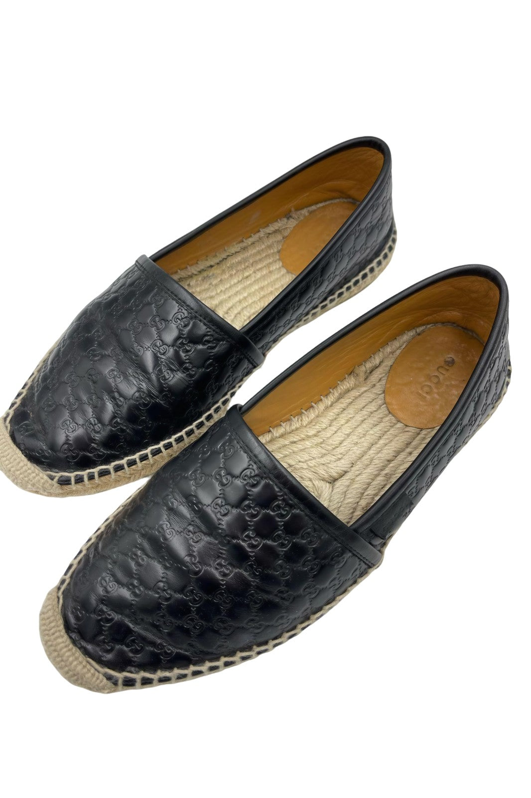 Alpargatas Gucci Negras de Piel con Detalle Grabado | Talla 22.5 MX