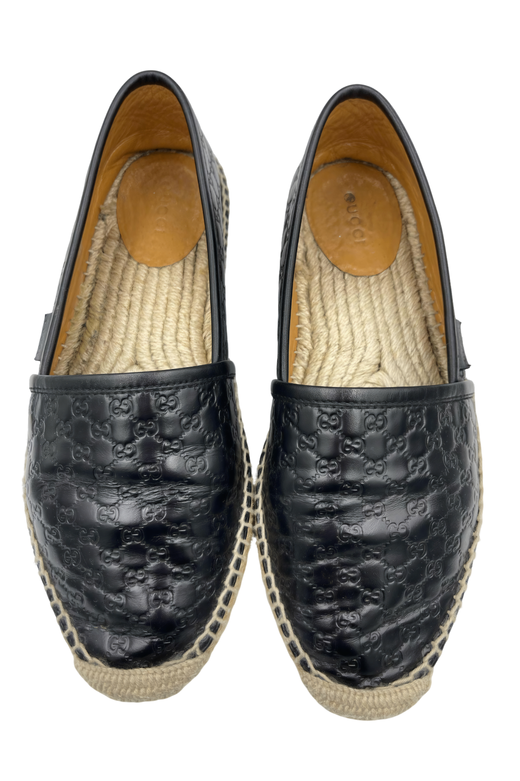 Alpargatas Gucci Negras de Piel con Detalle Grabado | Talla 22.5 MX