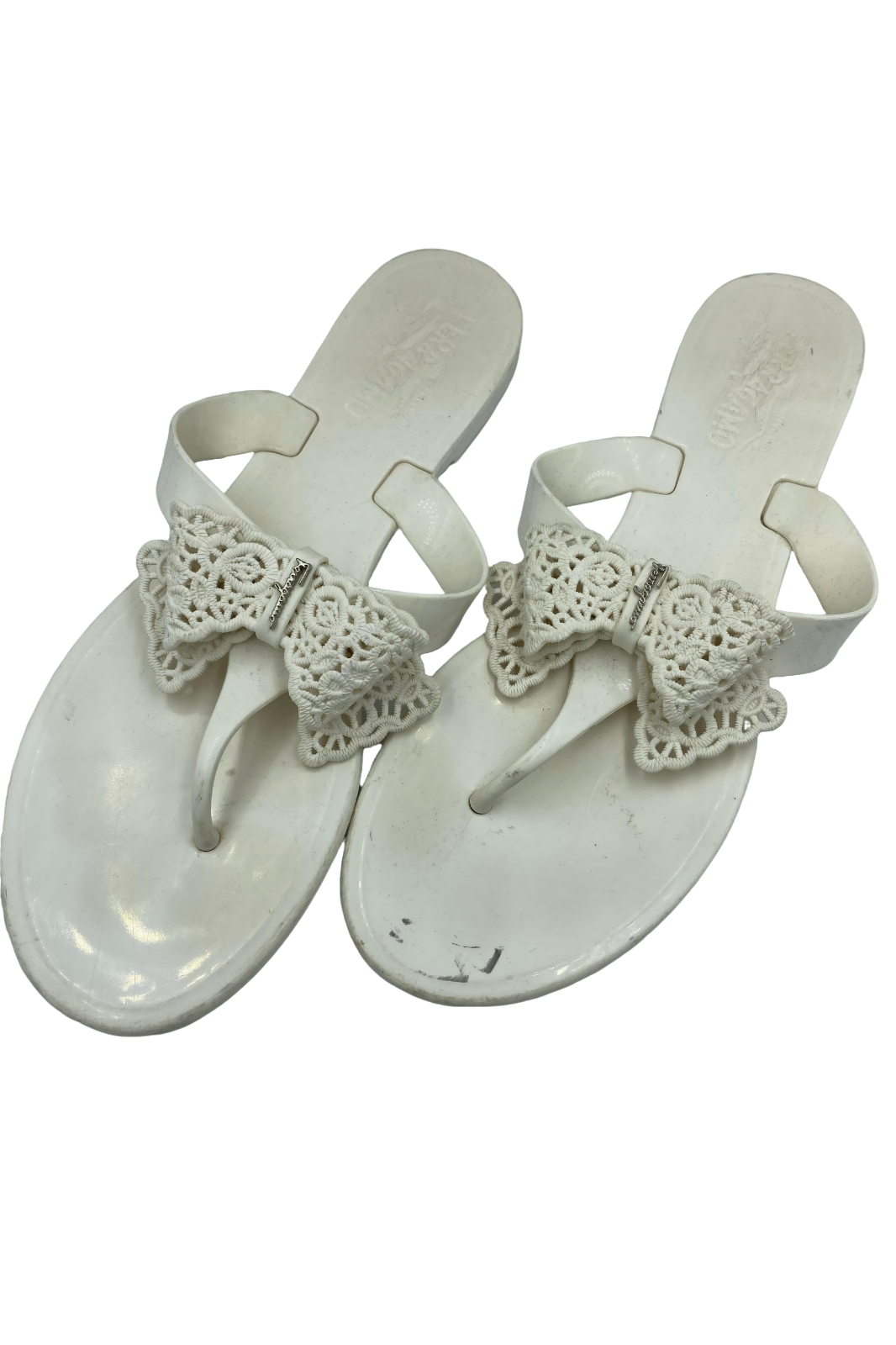 Sandalias blancas con moño tejido | Talla 25 MX