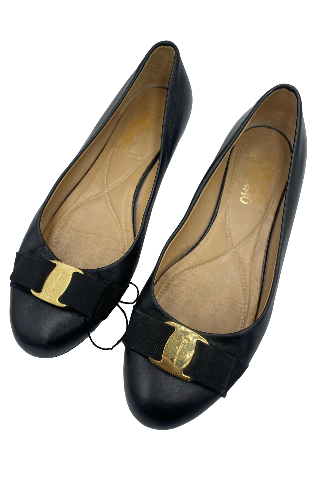 Bailarinas negras con moño y herraje dorado | Talla 25 MX