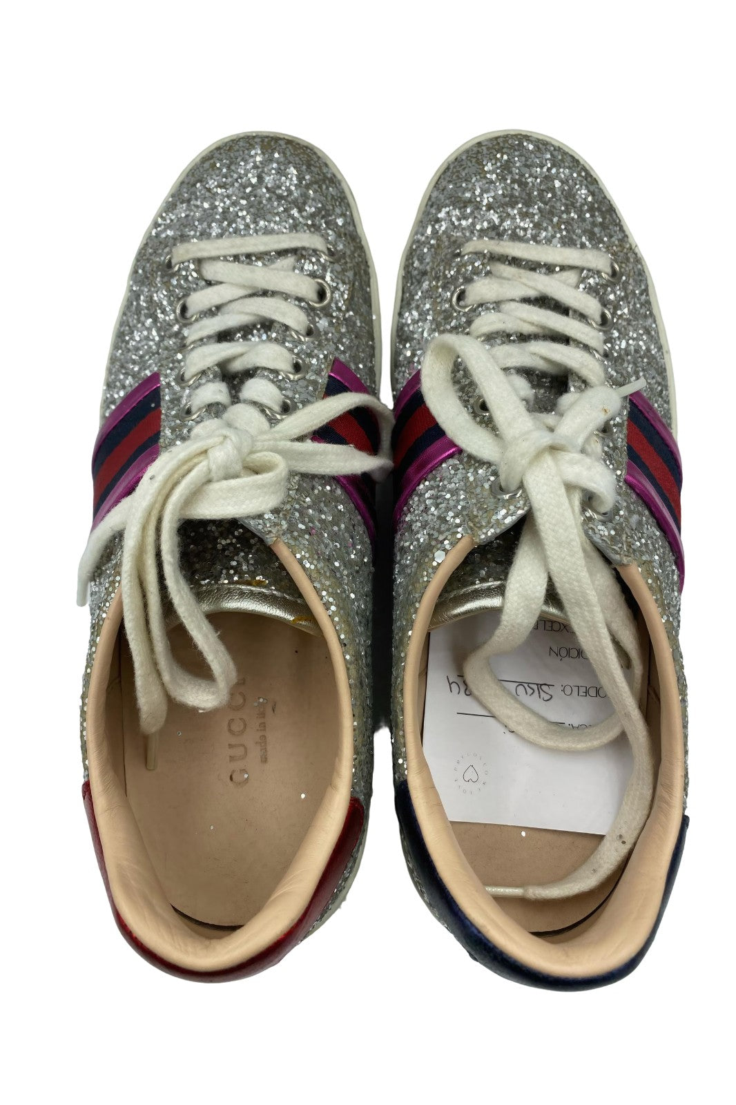 Tenis Glitter Plata con Franjas Rosa y Azul/rojo | Talla 36EU (23MX)