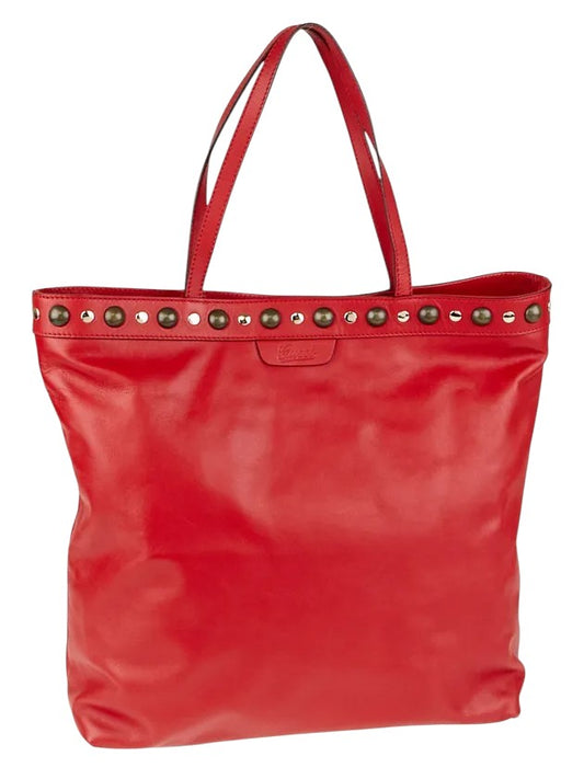 Bolso tote grande Babouska de piel roja con tachuelas | Gucci