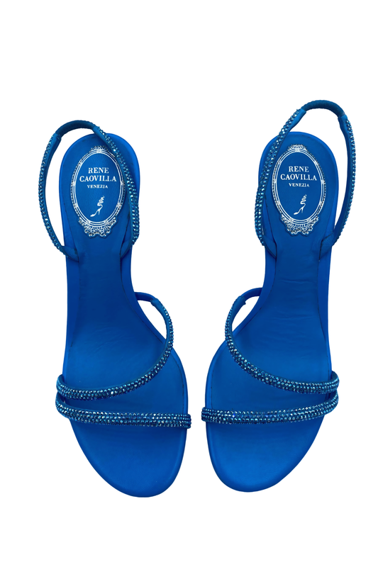 Rene Caovilla Sandalia Azul Cristales | Talla 36 EU (23MX)