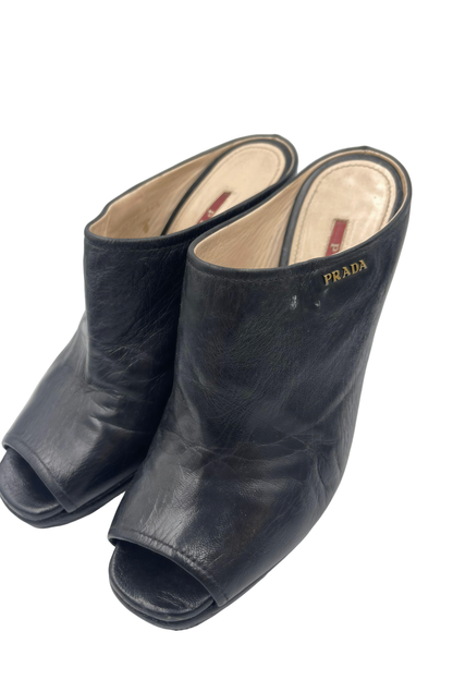 Mules de piel negra | Talla 37 EU (24MX)