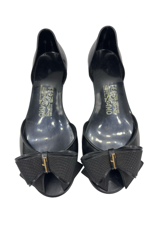 Salvatore Ferragamo Flats Negros con Moño | Talla 24 MX