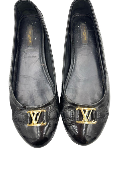 Balerinas Louis Vuitton Negras con Logo Dorado | Talla 24 MX